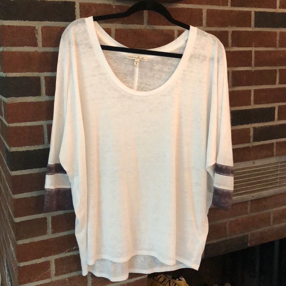 Express One Eleven varsity stripe dolman tee